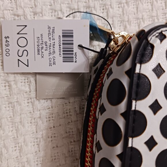 Chico's Jewelry Travel Case Bag Black and White NWT - Picture 2 of 9